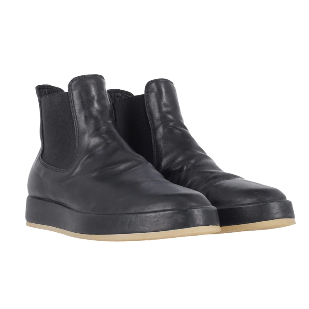 Fear of God Men's Black Leather Wrapped Chelsea Boots Size 46